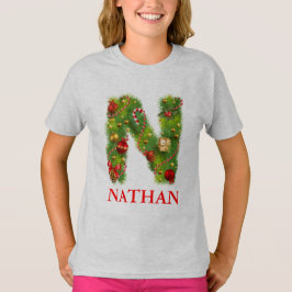 initiaal voor kerstmis t-shirt