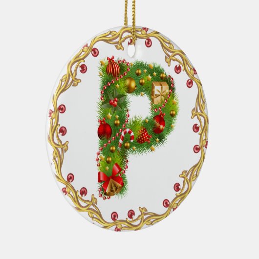 initiaal voor kerstversiering met monogrammen - ci keramisch ornament (Rechts)