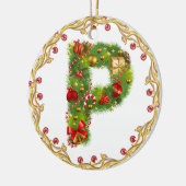initiaal voor kerstversiering met monogrammen - ci keramisch ornament (Links)