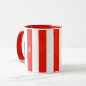 Initiaal voor kerstzwart-wit met rode streping mok (Voorkant links)