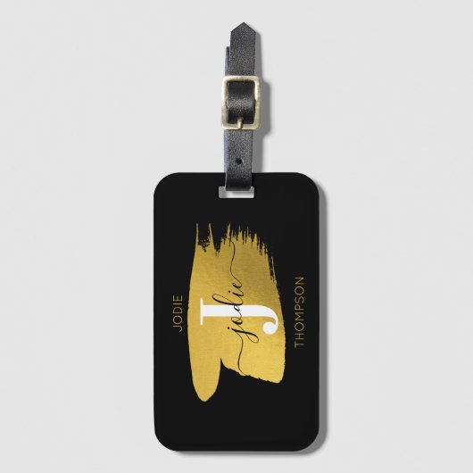 Initiaal voor modern zwart-witscript bagagelabel (Voorkant (verticaal))