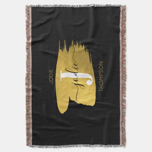 Initiaal voor modern zwart-witscript deken (Voorkant Verticaal)