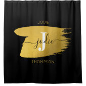 Initiaal voor modern zwart-witscript douchegordijn (Voorkant)