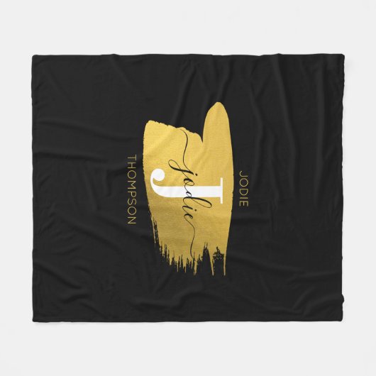 Initiaal voor modern zwart-witscript fleece deken (Voorkant (Horizontaal))