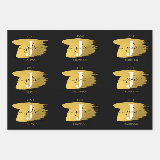 Initiaal voor modern zwart-witscript inpakpapier vel (Voorkant)