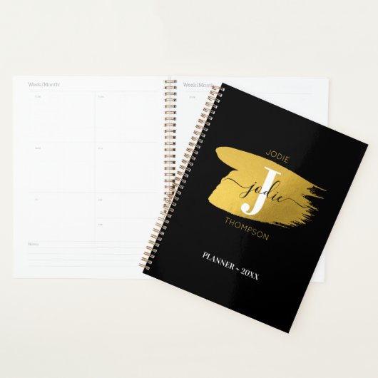 Initiaal voor modern zwart-witscript planner (Display)