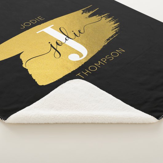 Initiaal voor modern zwart-witscript sherpa deken (3/4)