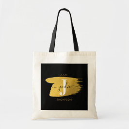 Initiaal voor modern zwart-witscript tote bag