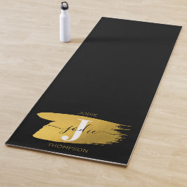 Initiaal voor modern zwart-witscript yogamat