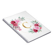 Initiaal voor roze en rode Floral, letter C Notitieboek (Rechterzijde)