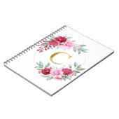 Initiaal voor roze en rode Floral, letter C Notitieboek (Linkerzijde)