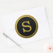 Initiaal voor zwart-wit en goudmonogram ronde sticker (Envelop)