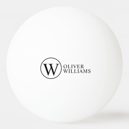 Initiaal W (bewerkbaar) Cirkel Monogram Pingpongbal (Voorkant)