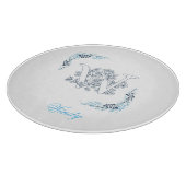 Initiaal "W" Blauw Monogram Kalme Bloemen Snijplank (Hoek)