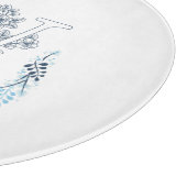 Initiaal "W" Blauw Monogram Kalme Bloemen Snijplank (Hoek)