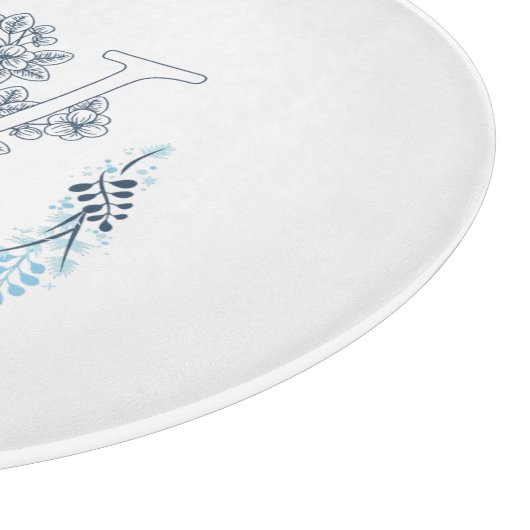 Initiaal "W" Blauw Monogram Kalme Bloemen Snijplank (Hoek)