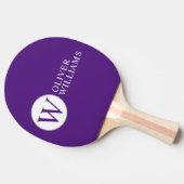 Initiaal W (editable) Circle Monogram Paars Tafeltennisbatje (Zijkant)