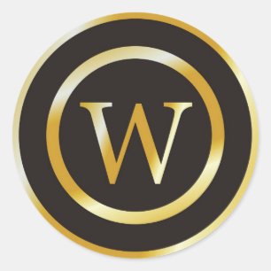 Initiaal W Gouden Monogram Bruiloft Stickers