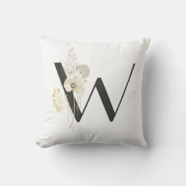 Initiaal W met zachte kleur Wilde bloemen Kussen