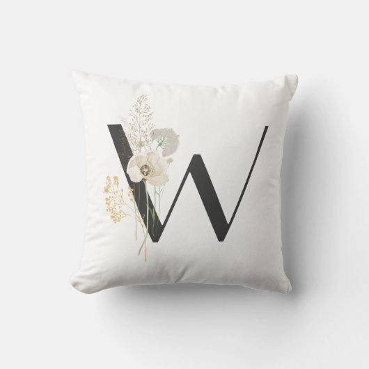 Initiaal W met zachte kleur Wilde bloemen Kussen (Voorkant)