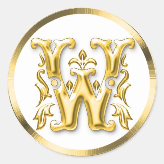 Initiaal W ronde Sticker in goud (Voorkant)