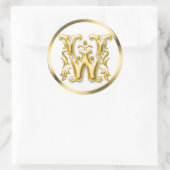 Initiaal W ronde Sticker in goud (Tas)