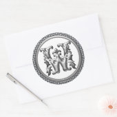 Initiaal W Ronde Sticker in Zilver (Envelop)