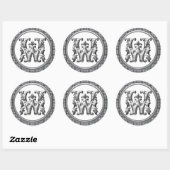 Initiaal W Ronde Sticker in Zilver (Vel)