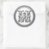Initiaal W Ronde Sticker in Zilver (Tas)
