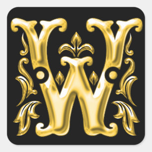 Initiaal W Sticker in Goud