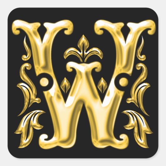 Initiaal W Sticker in Goud (Voorkant)