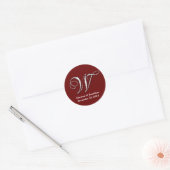 Initiaal W wijnrood monogram aangepaste naam gunst Ronde Sticker (Envelop)