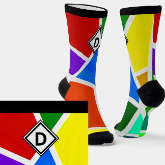 Initiaal wijzigen, driehoek Geometrische kunstkleu Sokken