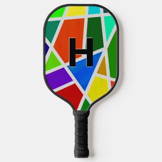 Initiaal wijzigen, geometrische driehoeken kleuren pickleball paddle (Voorkant)
