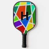 Initiaal wijzigen, geometrische driehoeken kleuren pickleball paddle (Achterkant)