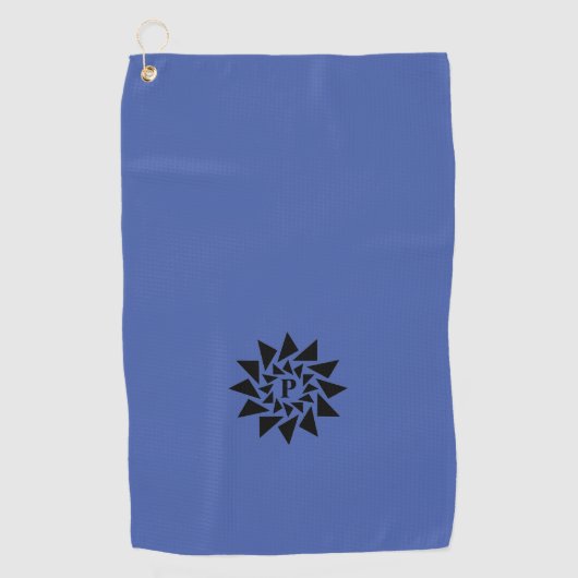 Initiaal wijzigen, geometrische driehoeken, zwart  golfhanddoek (Voorkant)