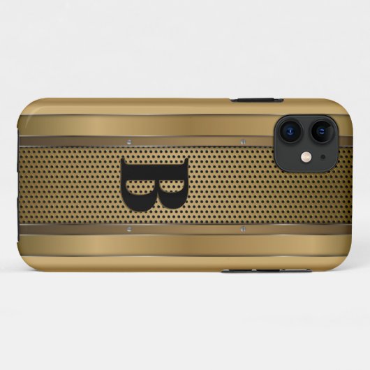 Initiaal wijzigen, gouden bruine tan getextureerd Case-Mate iPhone case (Achterkant (horizontaal))