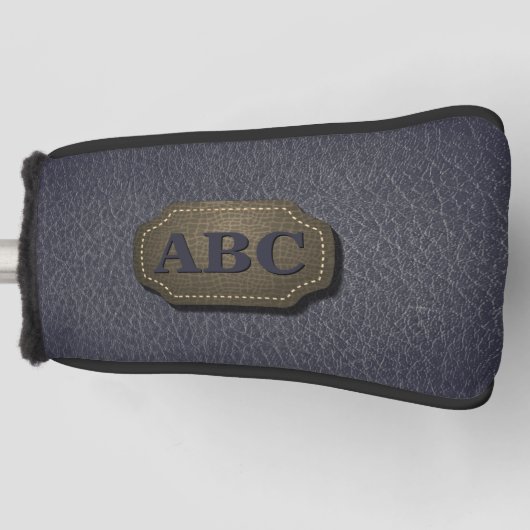 Initiaal wijzigen, leder in lederen badge er grijs golfheadcover (Voorkant)