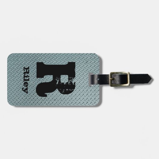 Initiaal wijzigen Naam grijze stalen Bord toevoege Bagagelabel (Voorkant horizontaal)