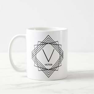 Initiaal wijzigen Naam klassieke geometrische U V Koffiemok