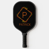 Initiaal wijzigen, naam rood geel vierkant zwart t pickleball paddle (Voorkant)