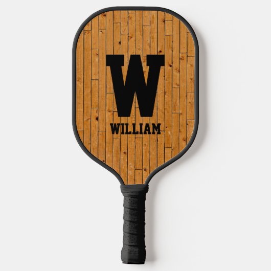 Initiaal wijzigen, naam toevoegen, Brown Wood Pane Pickleball Paddle (Achterkant)