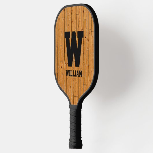 Initiaal wijzigen, naam toevoegen, Brown Wood Pane Pickleball Paddle (Links)