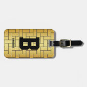 Initiaal wijzigen Naam toevoegen Goudbruin Brick D Bagagelabel (Voorkant horizontaal)