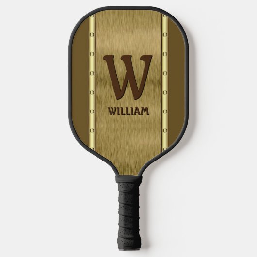 Initiaal wijzigen, naam toevoegen, Metal Brown Pickleball Paddle (Voorkant)