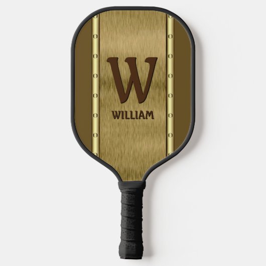 Initiaal wijzigen, naam toevoegen, Metal Brown Pickleball Paddle (Achterkant)