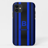 Initiaal wijzigen Naam toevoegen Metallic Blue Str Case-Mate iPhone Case (Achterkant)
