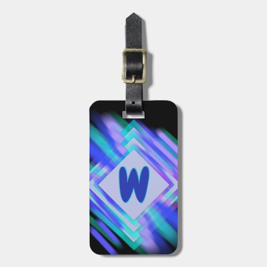 Initiaal wijzigen, Soft Blue Aqua Diamonds Bagagelabel (Voorkant verticaal)