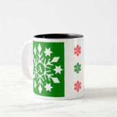 Initiaal Winter Snowflakes Rood kerstfeest Tweekleurige Koffiemok (Voorkant links)
