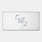 Initiaal "X" Blauw Monogram Kalm Bloemen Bureaumat (Voorkant)